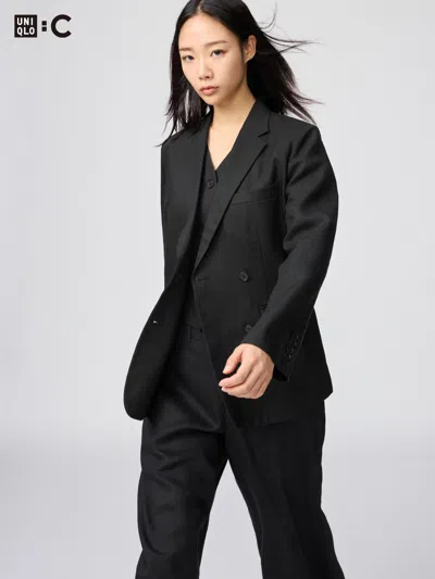 Uniqlo Women's Premium Linen Jacket Black Small  Us