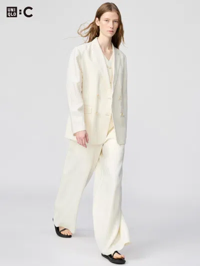 Uniqlo Women's Premium Linen Pants Off White 6  Us