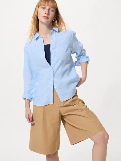 Uniqlo Women's Premium Linen Shirt Blue Small  Us
