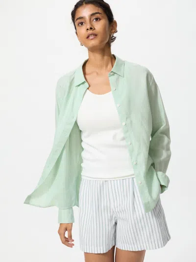 Uniqlo Women's Premium Linen Shirt Green 2xl  Us