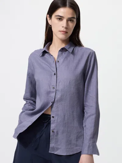 Uniqlo Women's Premium Linen Shirt Purple 2xl  Us In Blue