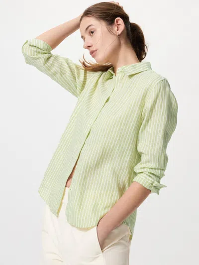 Uniqlo Women's Premium Linen Shirt Striped Green 2xl  Us