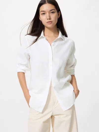 Uniqlo Women's Premium Linen Shirt White 2xl  Us
