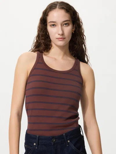 Uniqlo Women's Racer Back Bra Top Striped Brown 2xl Denim  Us