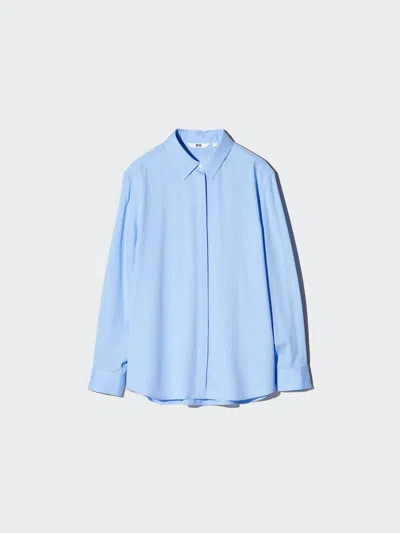 Uniqlo Women's Rayon Blouse Striped, Blue, Xl