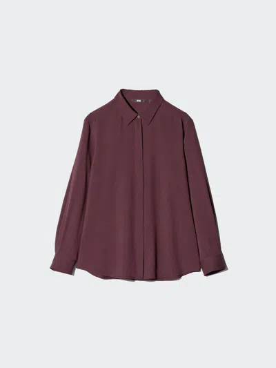 Uniqlo Women's Rayon Blouse, Wine, Xl In Brown