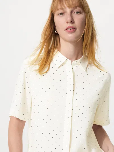 Uniqlo Women's Rayon Short Sleeve Blouse Dot Off White 2xl  Us In Yellow