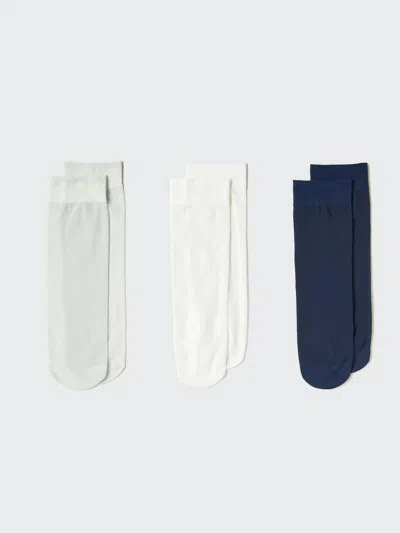 Uniqlo Women's Regular Socks 3 Pairs Crew Sheer Glitter, Light Gray In Multi