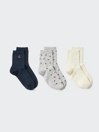 Uniqlo Women's Regular Socks 3 Pairs One Point, Navy, Us W 7.5-10 In Blue