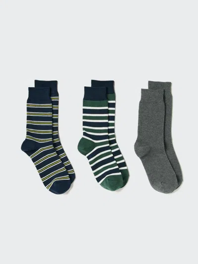 Uniqlo Women's Regular Socks 3 Pairs Stripe, Navy, Us W 7.5-10 In Black
