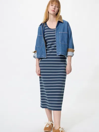 Uniqlo Women's Ribbed Bra Dress Striped Navy Xl  Us In Blue