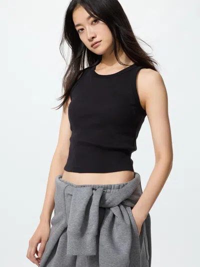 Uniqlo Women's Ribbed Cropped Bra Top Black 2xl  Us