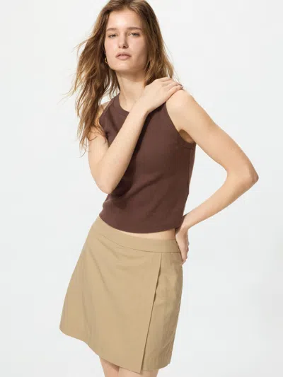Uniqlo Women's Ribbed Cropped Bra Top, Dark Brown, Xs