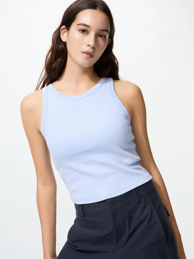 Uniqlo Women's Ribbed Cropped Bra Top Light Blue Xl  Us