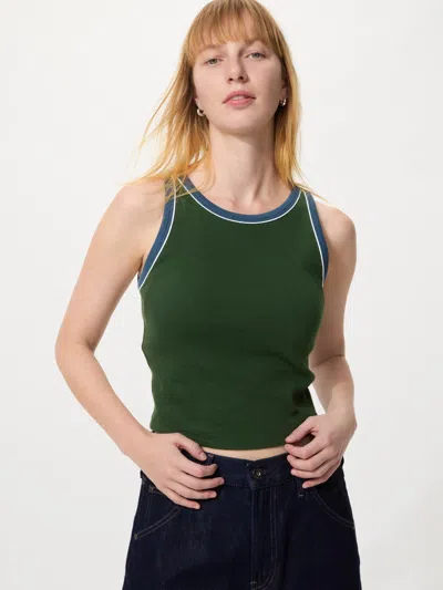 Uniqlo Women's Ribbed Cropped Bra Top Ringer Dark Green 2xl  Us