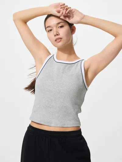 Uniqlo Women's Ribbed Cropped Bra Top Ringer Gray 2xl  Us
