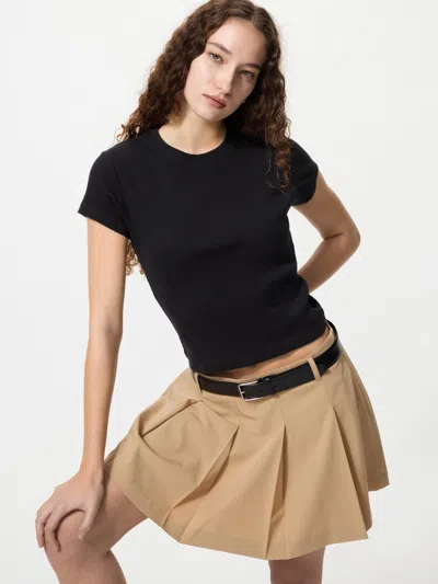 Uniqlo Women's Ribbed Mini T-shirt Black 2xl  Us
