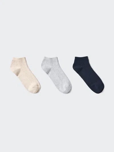 Uniqlo Women's Ribbed Short Socks 3 Pairs Beige Us W 7.5-10  Us In Multi