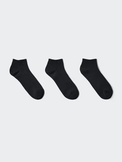 Uniqlo Women's Ribbed Short Socks 3 Pairs Black Us W 7.5-10  Us