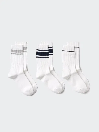 Uniqlo Women's Ribbed Socks 3 Pairs Striped Off White Us W 7.5-10  Us