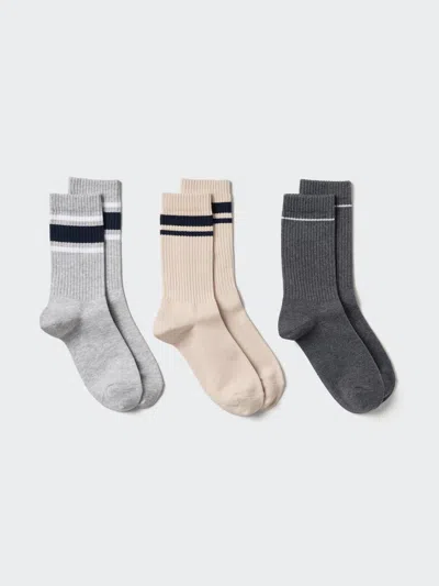 Uniqlo Women's Ribbed Socks 3 Pairs Striped With Deodorizing Gray Us W 7.5-10  Us
