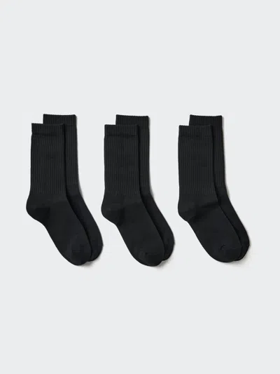 Uniqlo Women's Ribbed Socks 3 Pairs With Deodorizing Black Us W 7.5-10  Us
