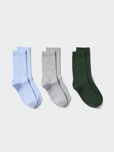 Uniqlo Women's Ribbed Socks 3 Pairs With Deodorizing Light Blue Us W 7.5-10  Us In Multi