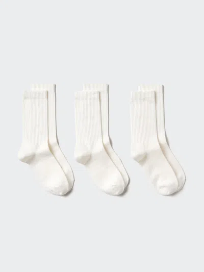 Uniqlo Women's Ribbed Socks 3 Pairs With Deodorizing White Us W 7.5-10  Us