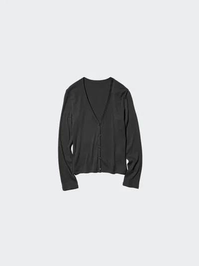 Uniqlo Women's Ribbed V-neck Cardigan, Black, Small