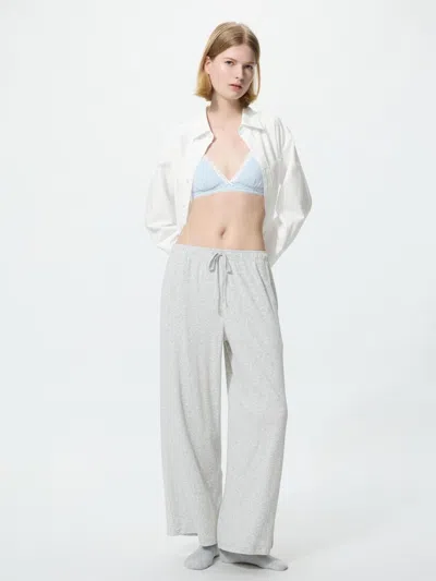 Uniqlo Women's Ribbed Wide Easy Pants, Gray, Xs