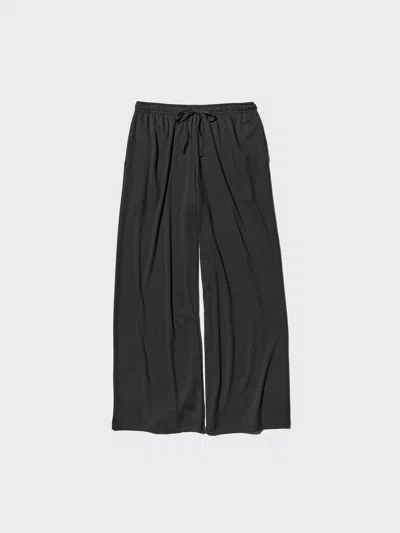 Uniqlo Women's Ribbed Wide Easy Pants Tall, Black, Large