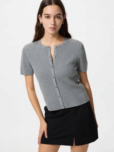 Uniqlo Women's Scalloped Cardigan Gray 2xl  Us