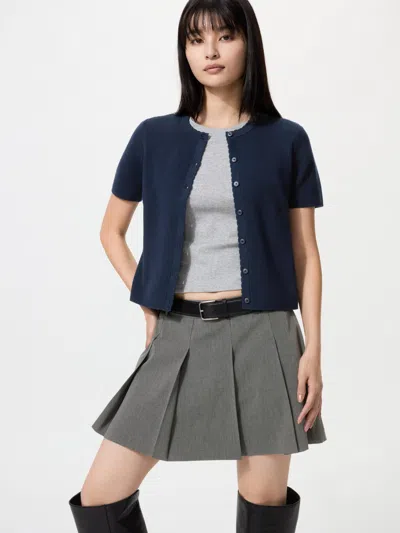 Uniqlo Women's Scalloped Cardigan Navy 2xl  Us In Blue