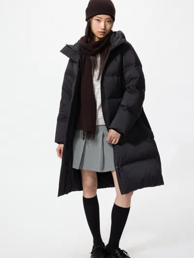 Uniqlo Women's Seamless Down Long Coat With Insulating, Black, 2xs