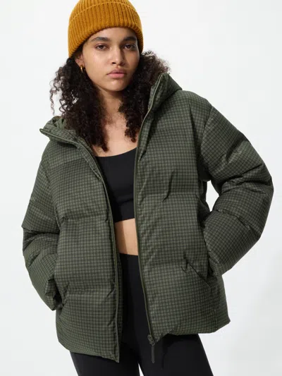 Uniqlo Women's Seamless Down Parka Pattern, Olive, 2xs In Green