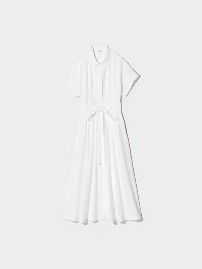 Uniqlo Women's Seersucker Shirt Dress White Medium  Us