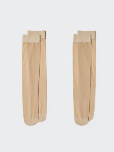 Uniqlo Women's Sheer Knee High Socks 2 Pair, Beige