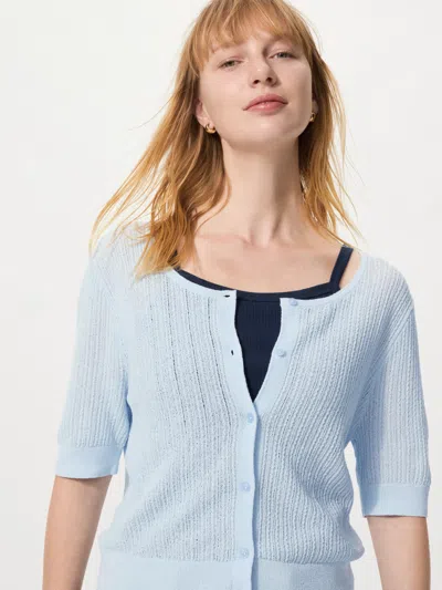 Uniqlo Women's Sheer Lace Cardigan Short Sleeve Light Blue Medium  Us