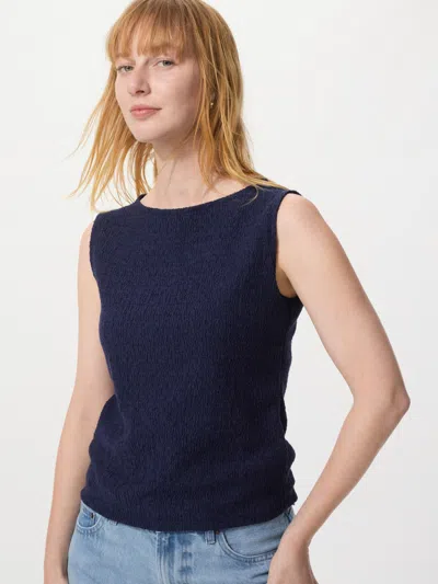 Uniqlo Women's Shirring Boat Neck Sleeveless T-shirt Navy Medium  Us In Blue