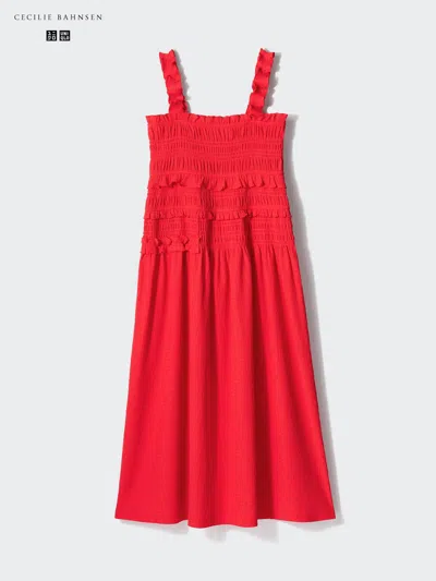 Uniqlo Women's Shirring Dress, Red, Large