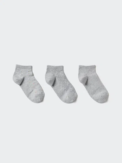 Uniqlo Women's Short Socks 3 Pairs Flower With Deodorizing Gray Us W 7.5-10  Us