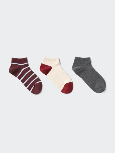 Uniqlo Women's Short Socks 3 Pairs Striped Red Us W 7.5-10  Us