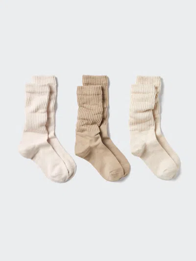 Uniqlo Women's Slouchy Socks 3 Pairs With Deodorizing Natural Us W 7.5-10  Us In Brown