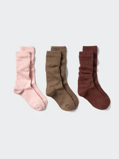 Uniqlo Women's Slouchy Socks 3 Pairs With Deodorizing Pink Us W 7.5-10  Us