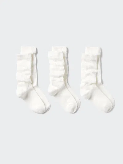 Uniqlo Women's Slouchy Socks 3 Pairs With Deodorizing White Us W 7.5-10  Us
