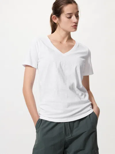 Uniqlo Women's Slub Cotton V-neck T-shirt White 2xl  Us In Multi