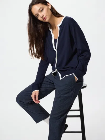 Uniqlo Women's Smart Ankle Pants Pinstripe Navy Large  Us In Blue