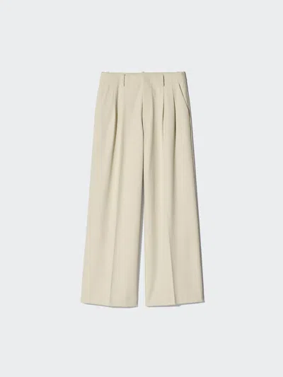 Uniqlo Women's Smart Wide Straight Pants, Beige, 2xs In Neutral
