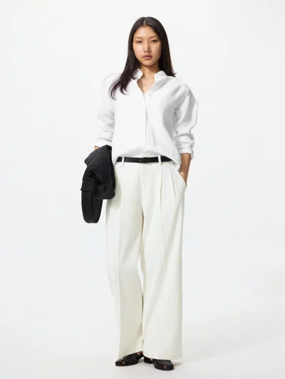 Uniqlo Women's Smart Wide Straight Pants, Off White, Xs