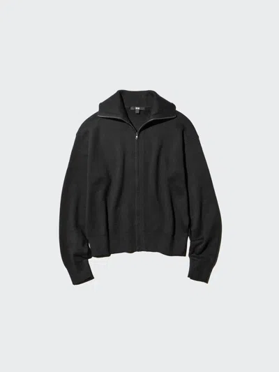 Uniqlo Women's Smooth Cotton Full Zip Cardigan, Black, 2xs, 100% Cotton